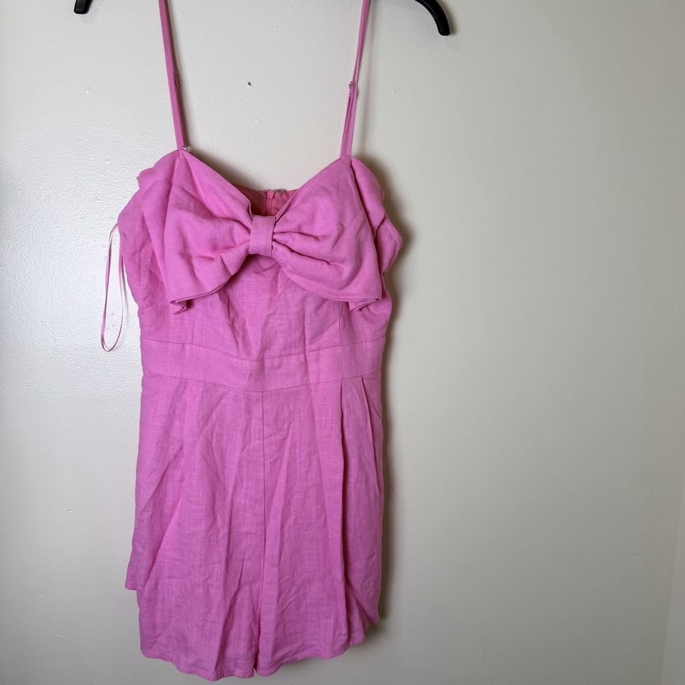 Altar'd State Romper Womens Large Pink Bow Lined Sweetheart Coquette
